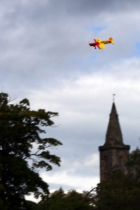 CL aerobatic  model against cloud           