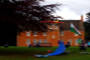  CL aerobatic model with the Glen museum in the background          